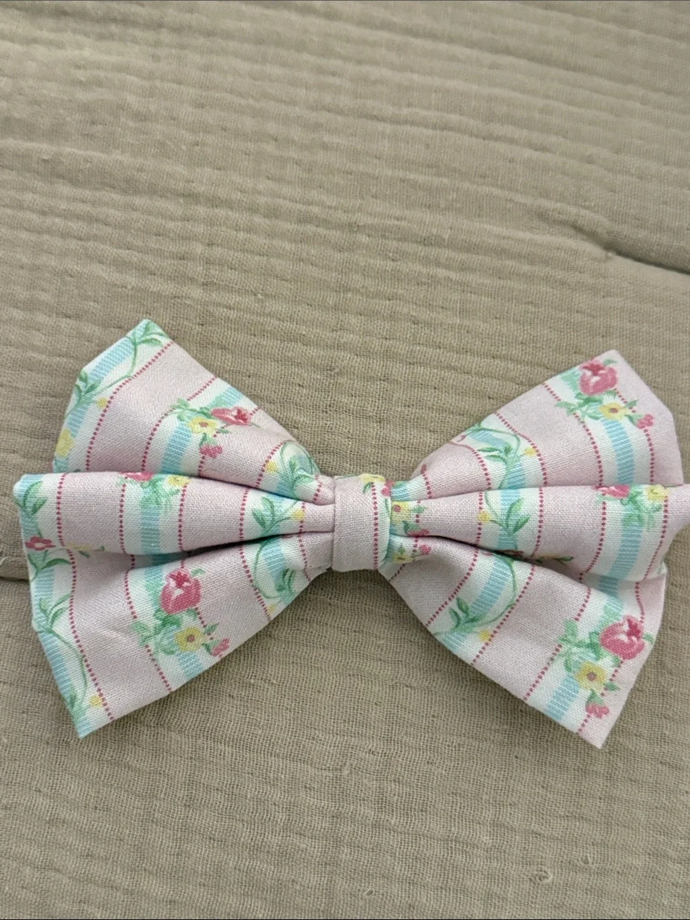 Floral Stripe Pastel Bow Hair Clip for Kids